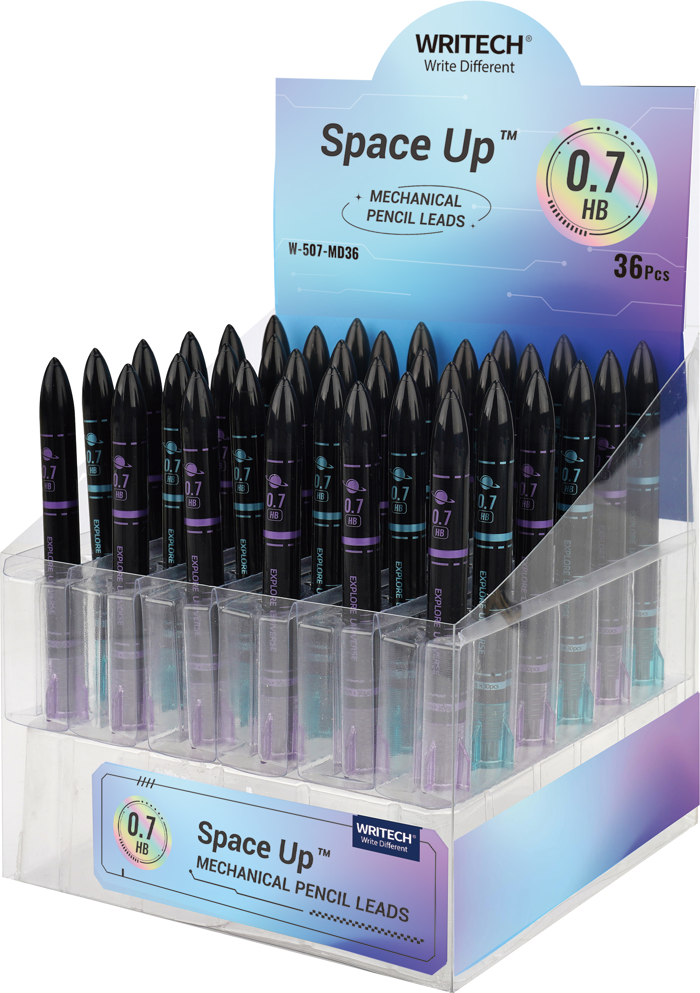 Présentoir de 36 tubes de mines 0.7mm HB