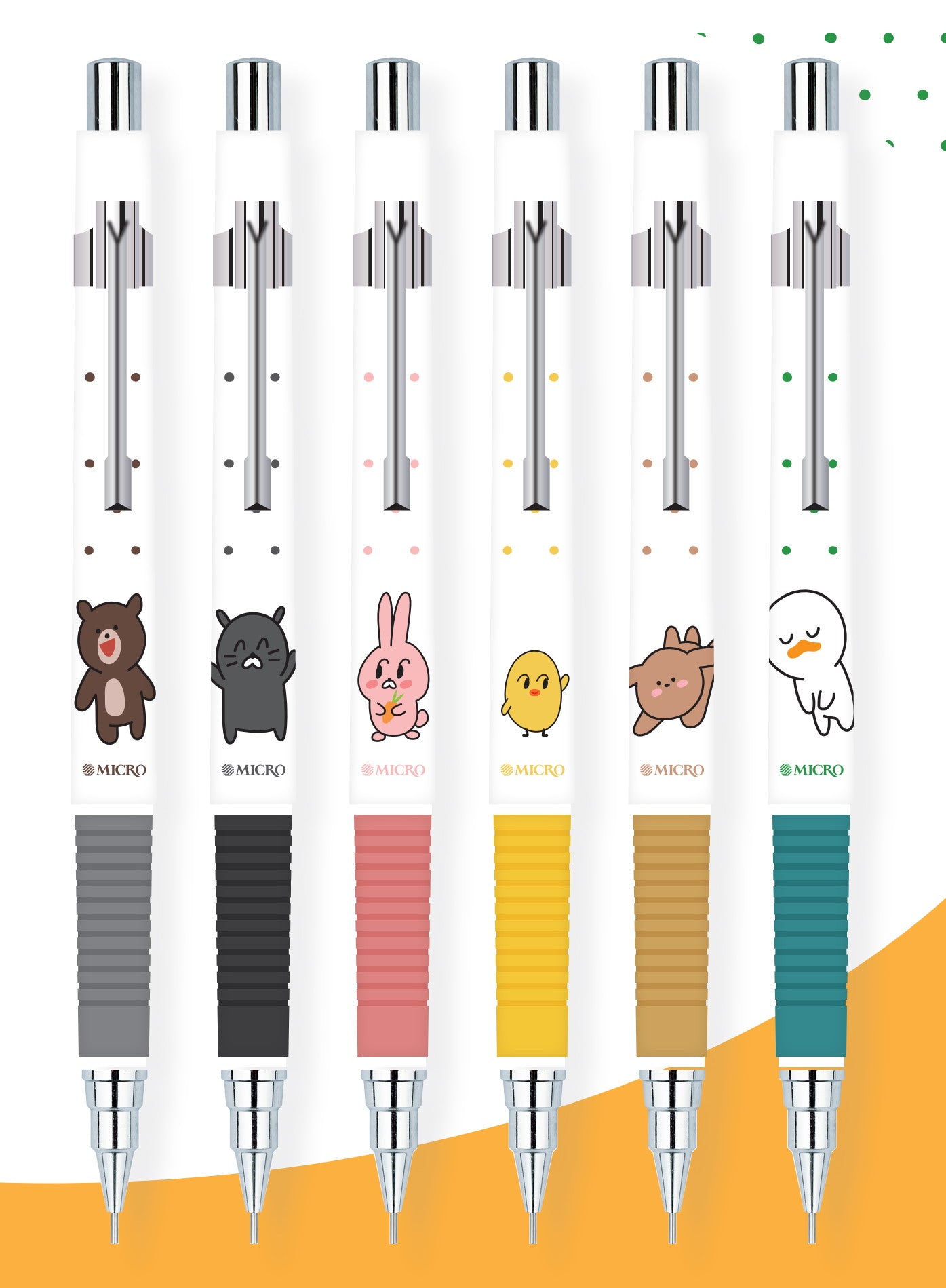Display of 24 IMO 0.7mm mechanical pencils