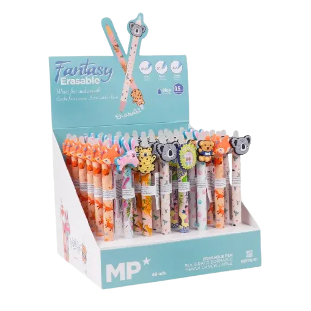 Présentoir de 48 stylos à billes effaçables 0.5mm - Animaux 2