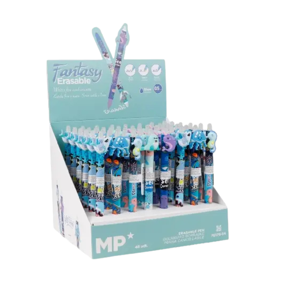 Présentoir de 48 stylos à billes effaçables 0.5mm - Océan