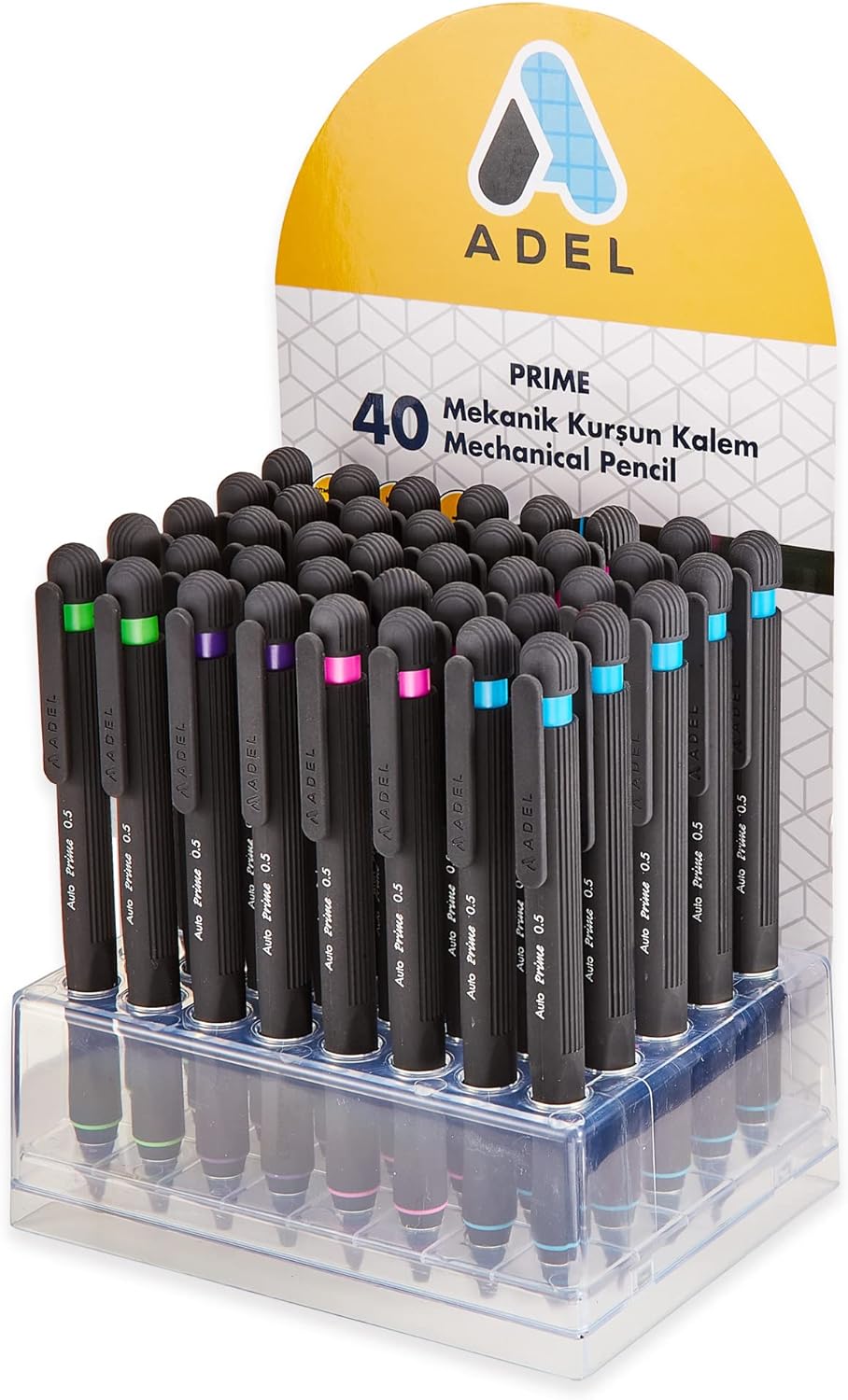 Présentoir de 60 porte-mines Adel 0.5mm Auto Prime NOIR