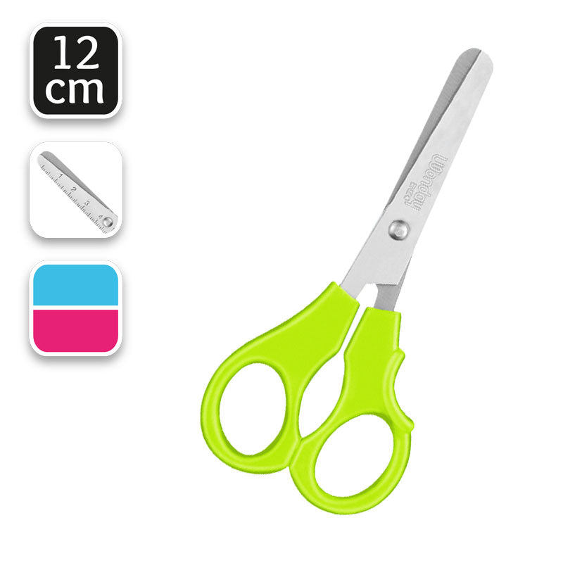 Ciseau 12cm à bout rond (rose/bleu/vert) ENZO