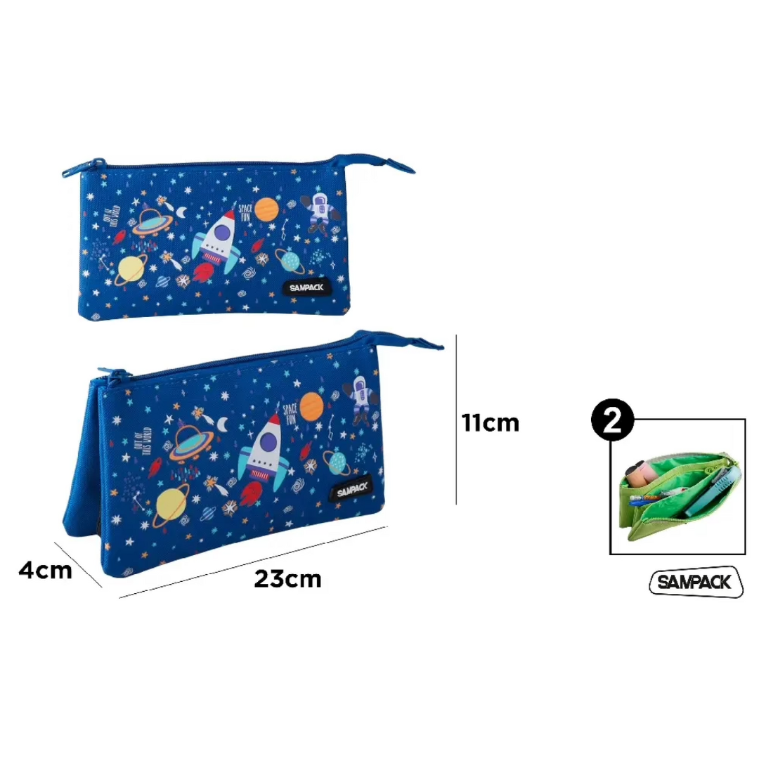 2-Compartment Pencil Case – Space