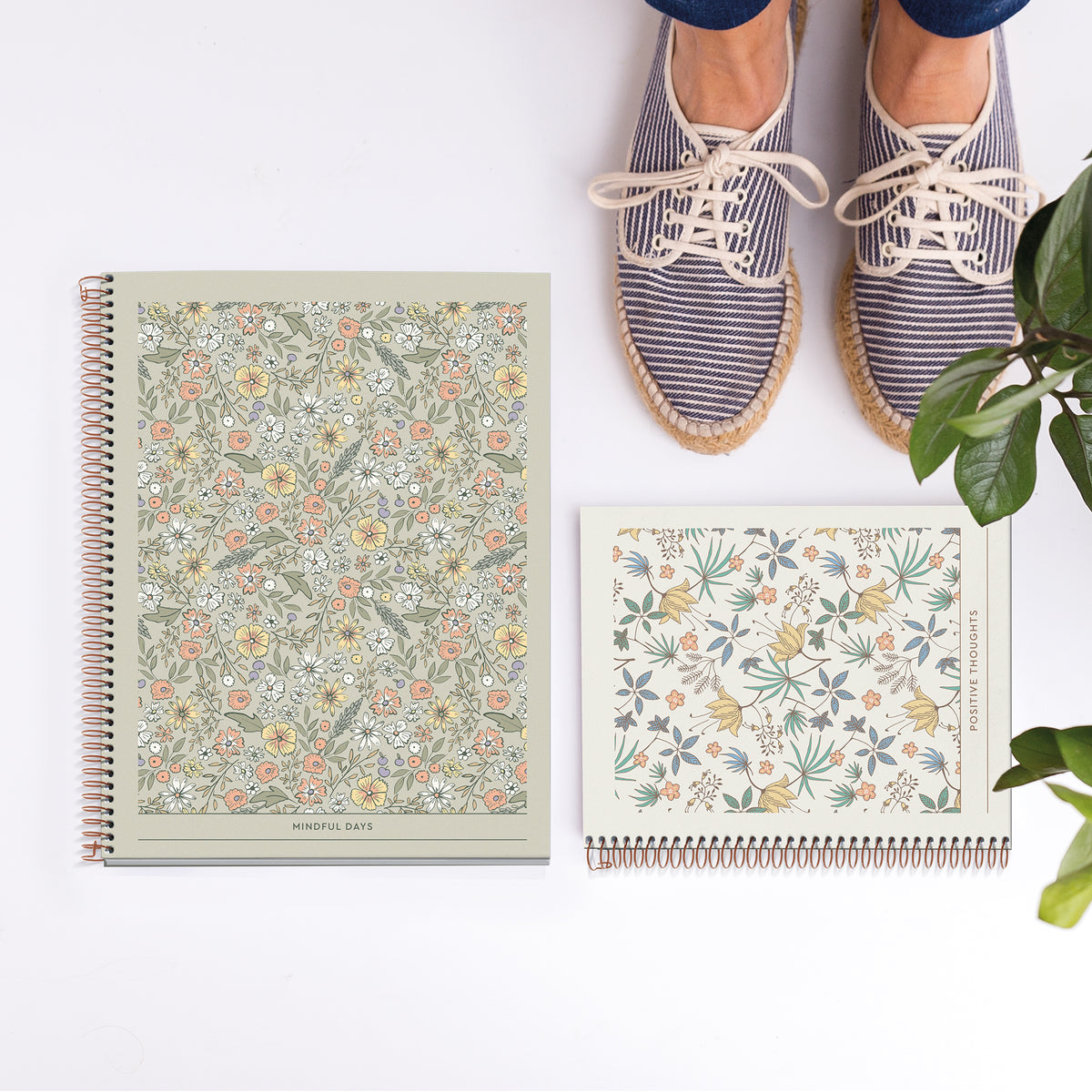Cahier ligné à spirale A5 – Floral Garden (crème)