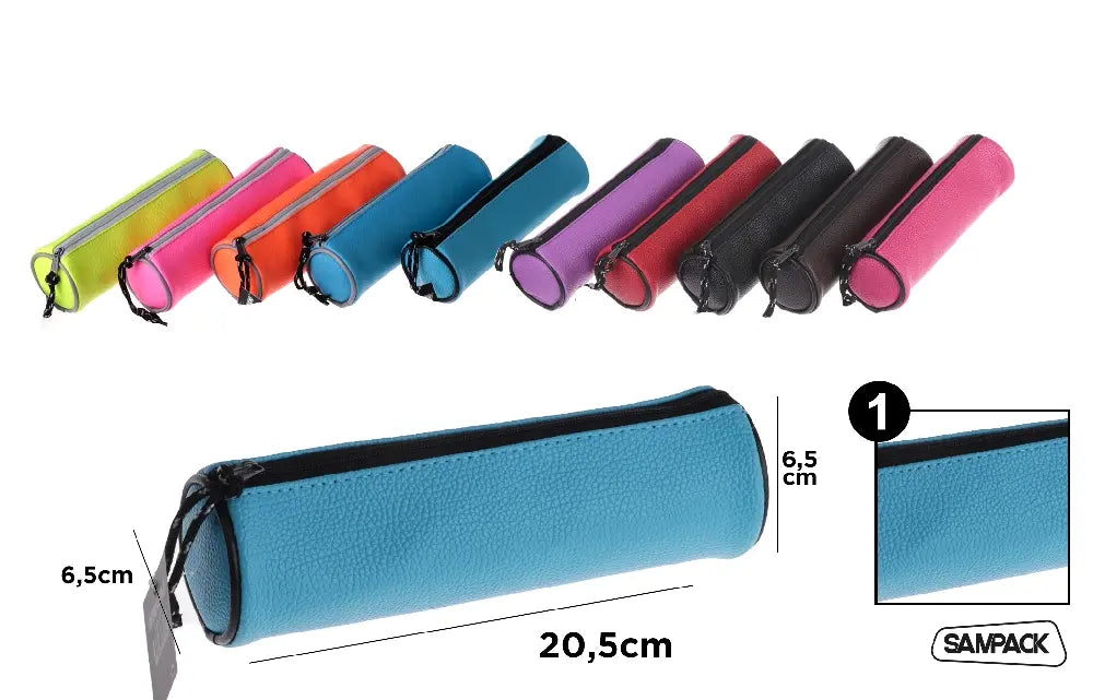 Pencil case 1 compartment round model assorted color (sold individually)