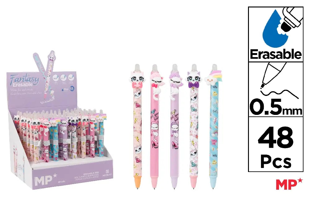 Display of 48 erasable ballpoint pens 0.5mm CAT