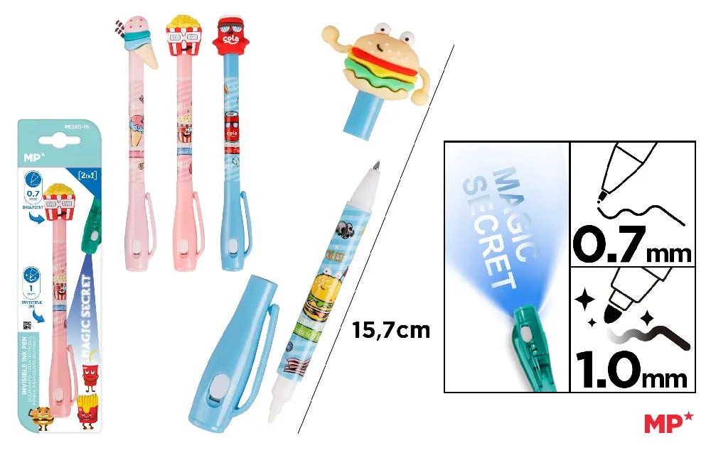 Stylo à encre bleue et encre invisible magique 2 en 1 ALIMENT