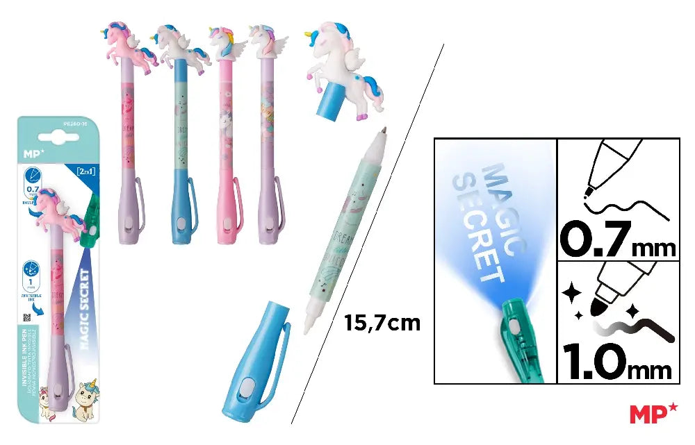 Stylo à encre bleue et encre invisible magique 2 en 1 LICORNE