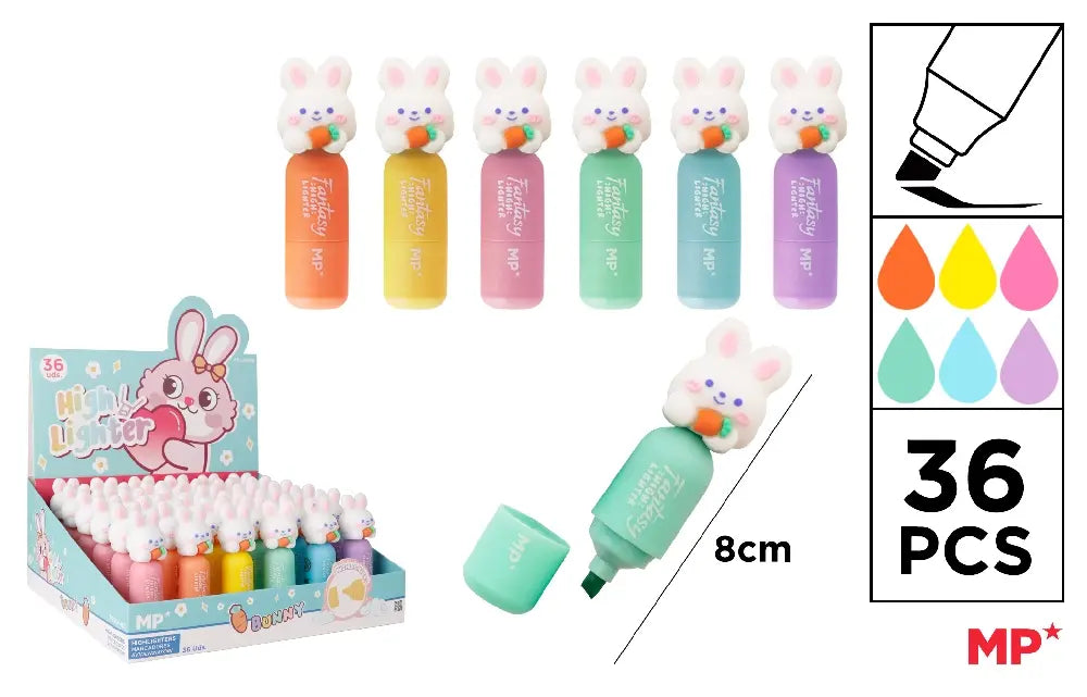 Présentoir de 36 minis surligneurs - Lapin