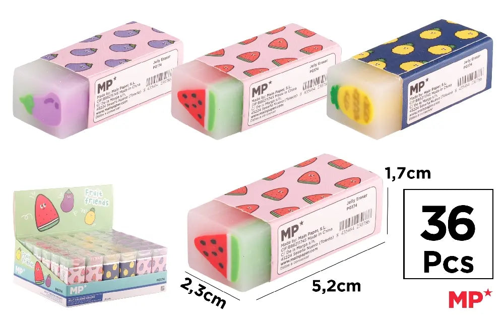 Présentoir de 36 effaces jelly - Fruit