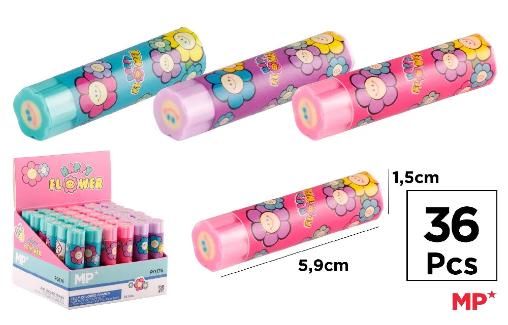 Présentoir de 36 effaces jelly - Fleur