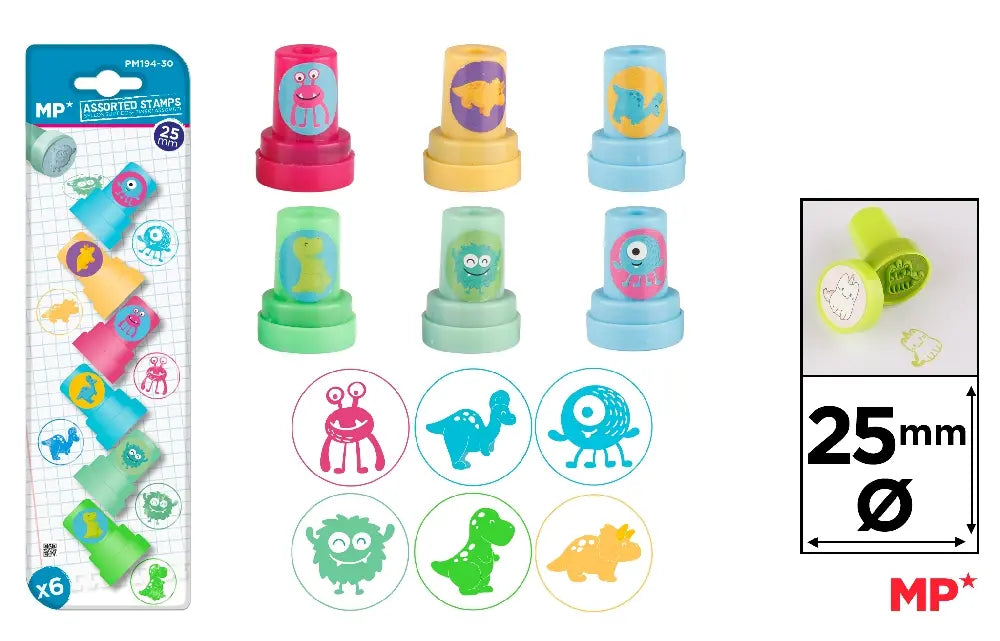 Ensemble de 6 estampes pré-encrées - MONSTRE/DINOSAURE