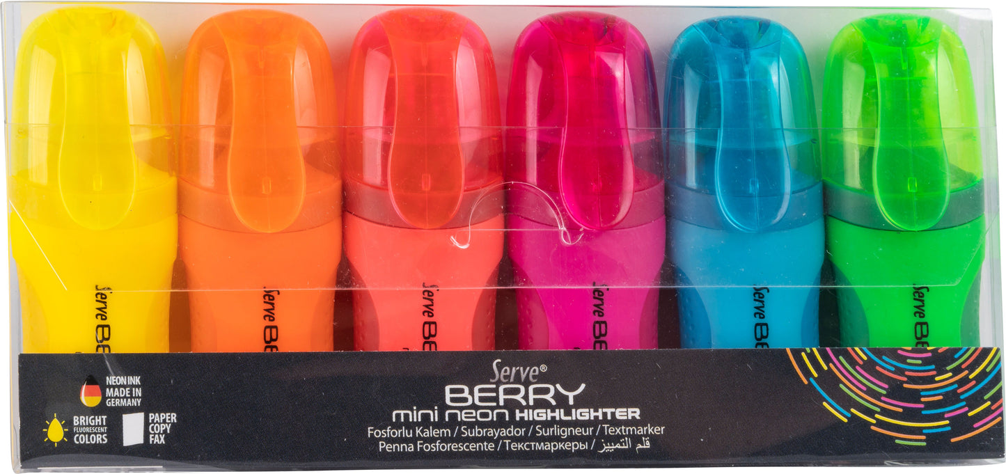 Set of 4 or 6 MINI BERRY NEON highlighters