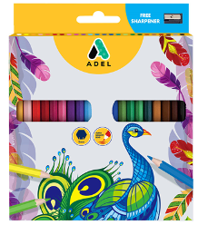 Crayons de couleur en bois + taille-crayon (boîte de 24)