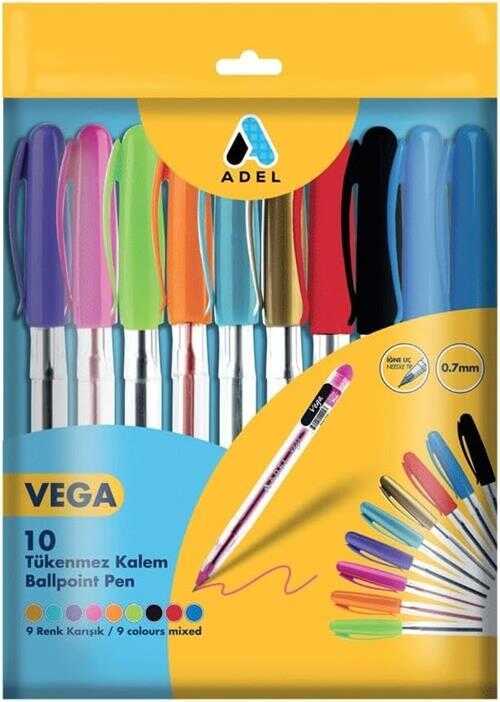 Emballage de 10 stylos à bille (couleurs assorties)
