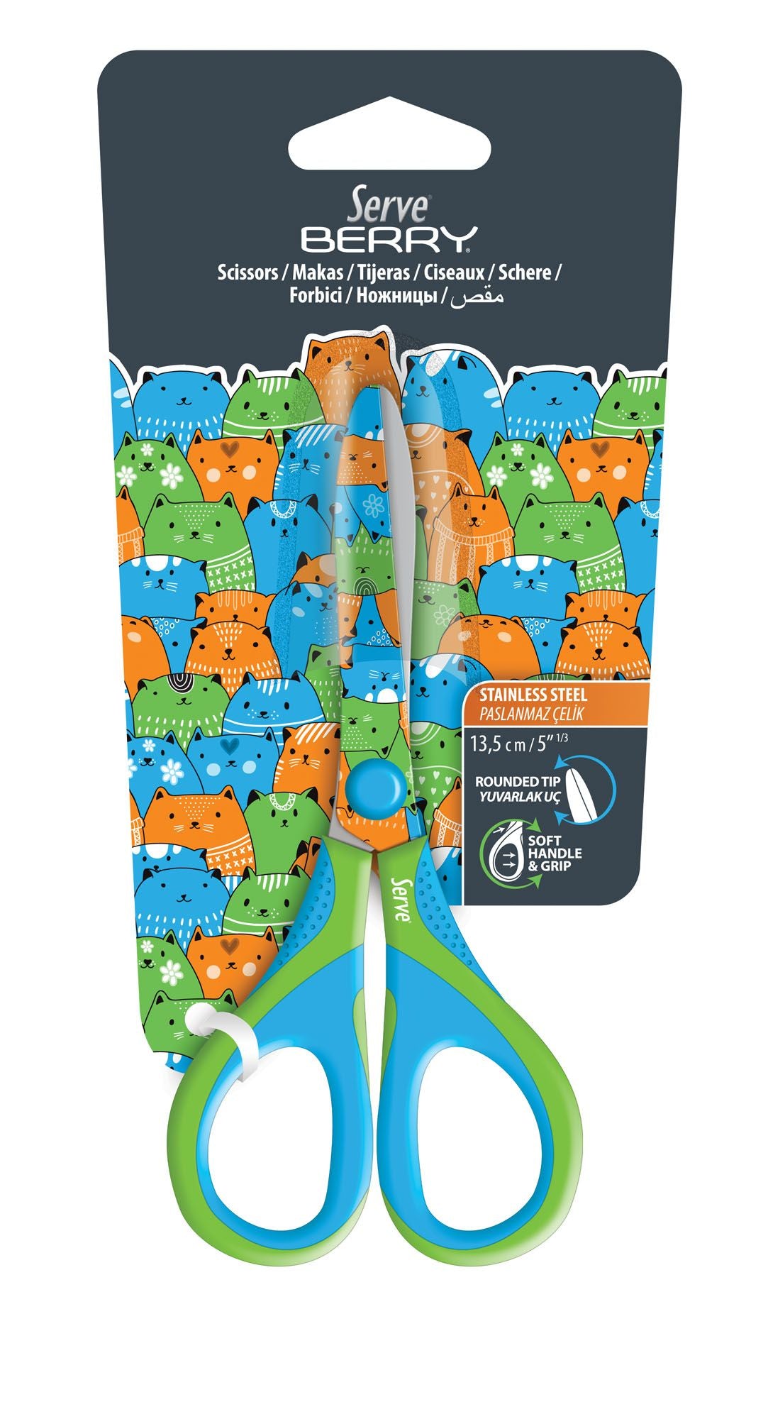 Ciseau 13.5cm BERRY CHAT NÉON