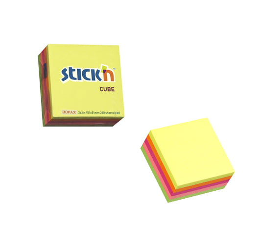 Cube of 250 adhesive sheets 2 x 2 NEON
