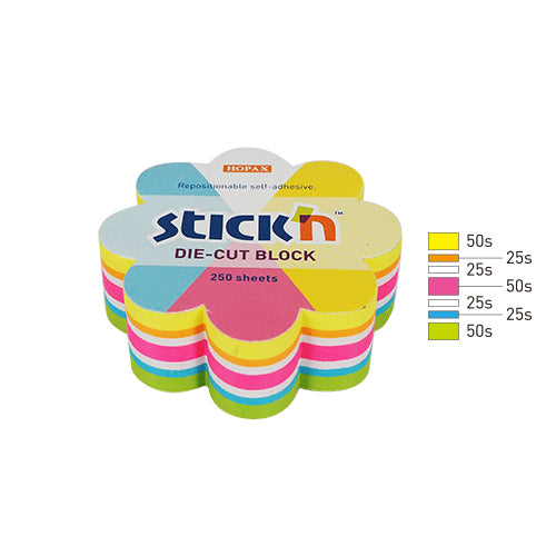 Adhesive notes of 250 sheets with FLOWER pattern (NEON/PASTEL)
