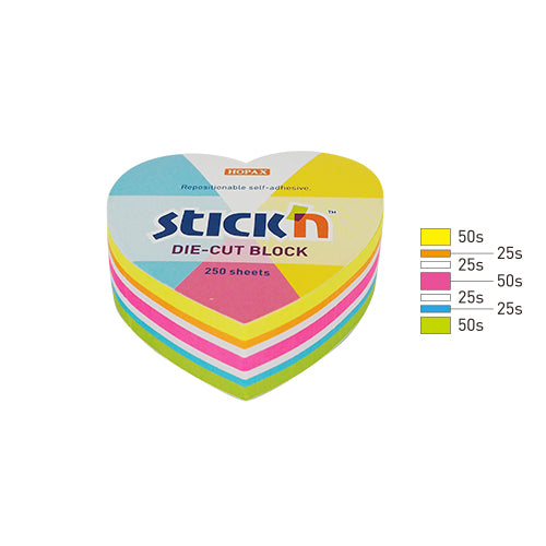 Adhesive notes of 250 sheets with HEART pattern (NEON/PASTEL)