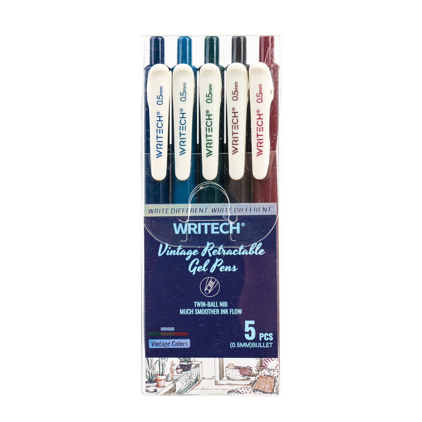 Stylo Gel rétractable 0.5mm VINTAGE