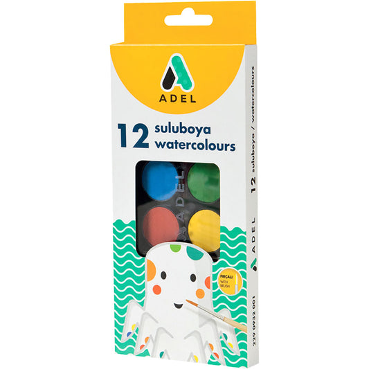 Set of 12 water-based paint tablets + brush