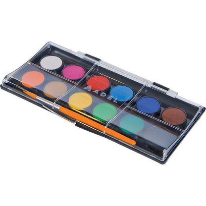 Ensemble de 12 pastilles de peinture à l'eau + pinceau