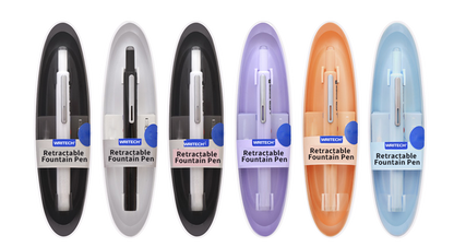 Retractable Fountain Pen + 5 Ink Cartridges (Black Ink)
