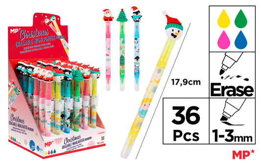 Display of 36 erasable highlighters CHRISTMAS