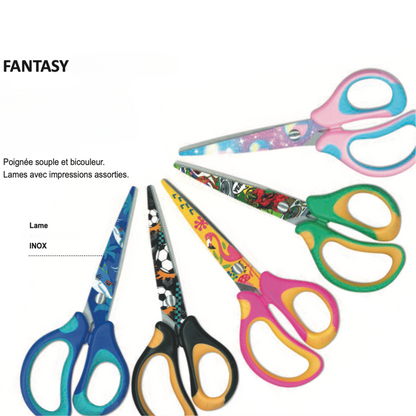 Ciseau 15cm semi-pointu FANTASY (motifs variés)