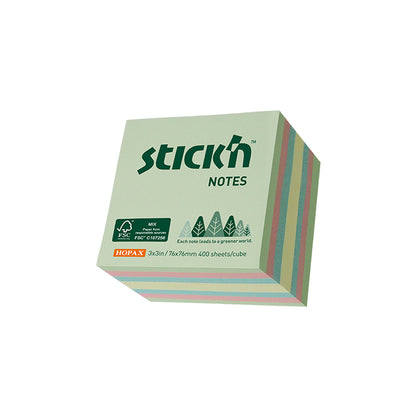 Cube of 400 3x3 PASTEL adhesive sheets (FSC™ certified)