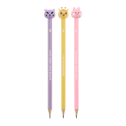 Ensemble de 3 crayons à mine - Wild Friends
