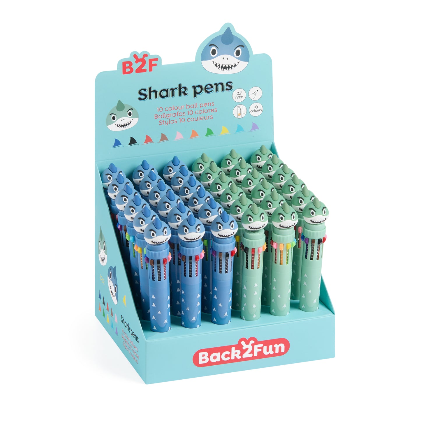 Présentoir de 36 stylos 10 couleurs - Requin