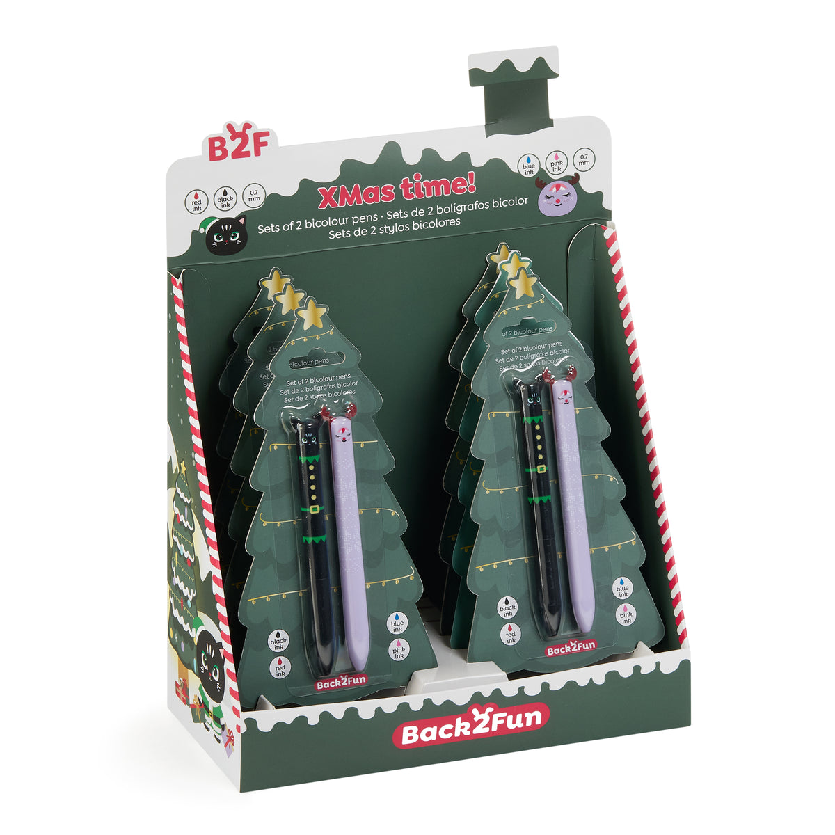 Ensemble de 2 stylos bicolores - Noël
