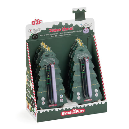 Ensemble de 2 stylos bicolores - Noël
