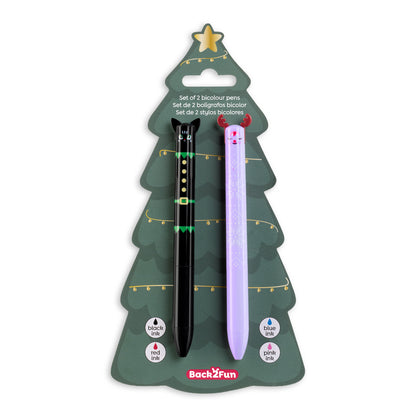 Ensemble de 2 stylos bicolores - Noël