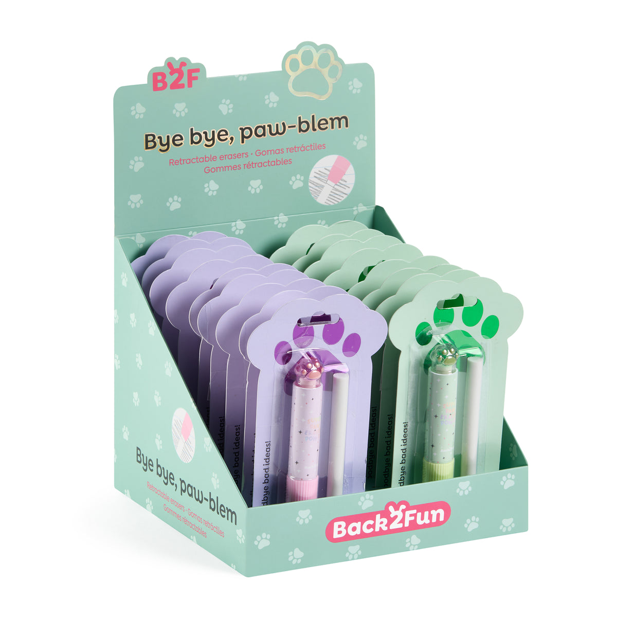 Présentoir de 20 effaces rétractables + recharges PAW