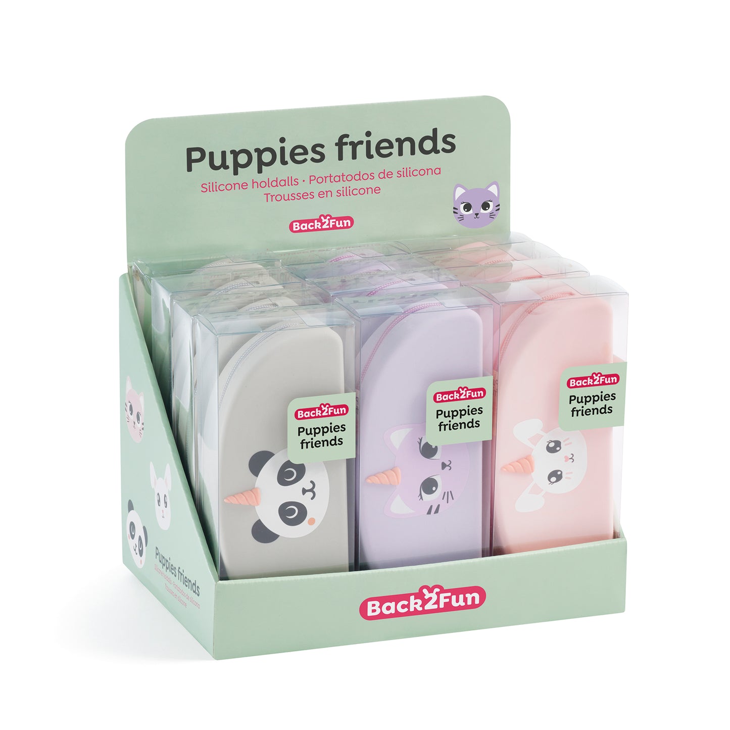 Étui à crayons en silicone : Puppies Friends