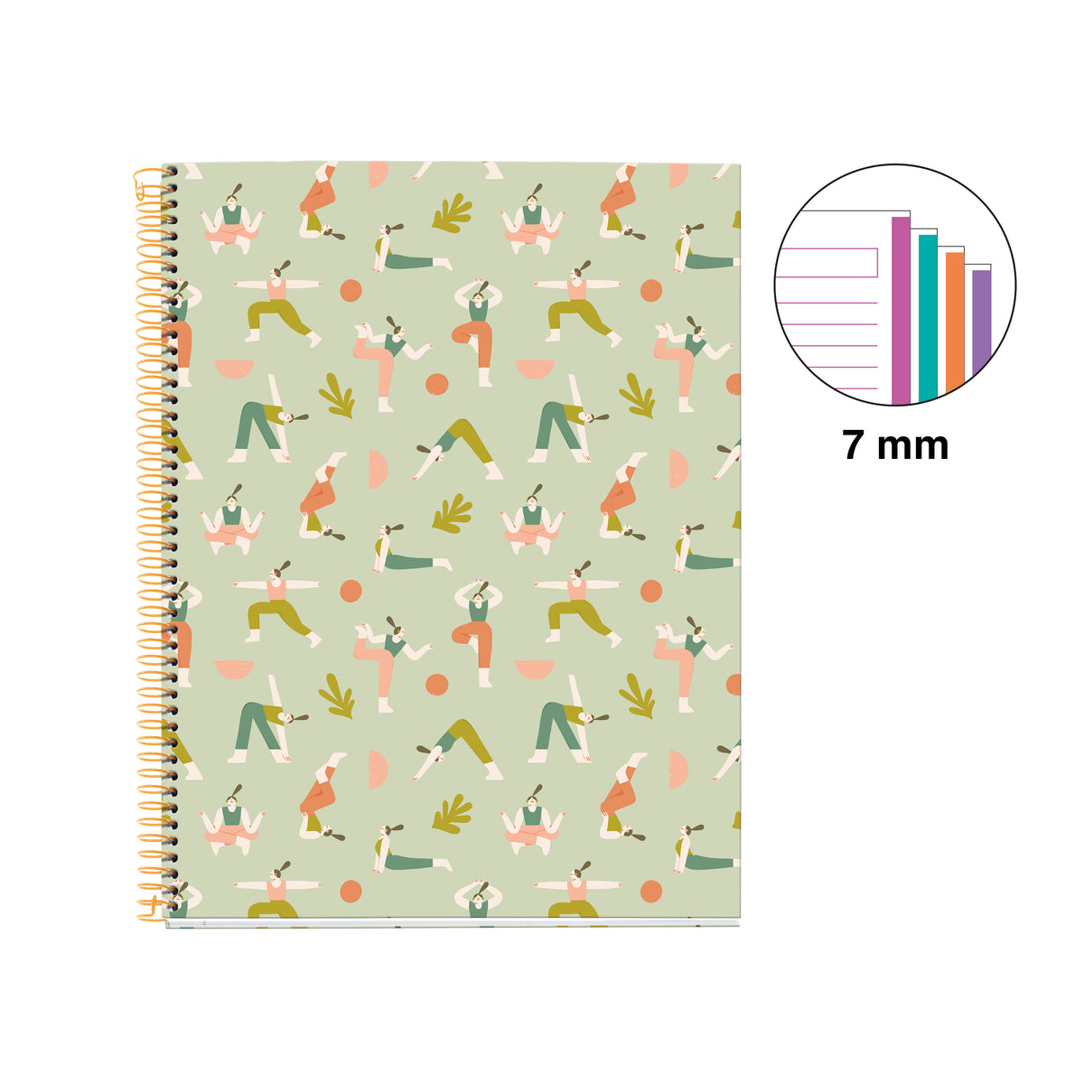 Cahier ligné à spirale A4 – Yoga