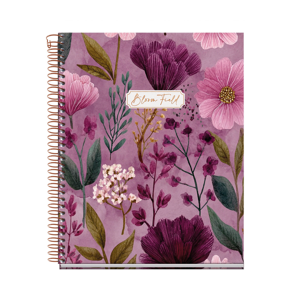 Cahier ligné à spirale A5 – Bloom Field (rose)