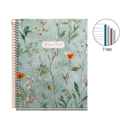 Cahier ligné à spirale A5 – Bloom Field (vert)