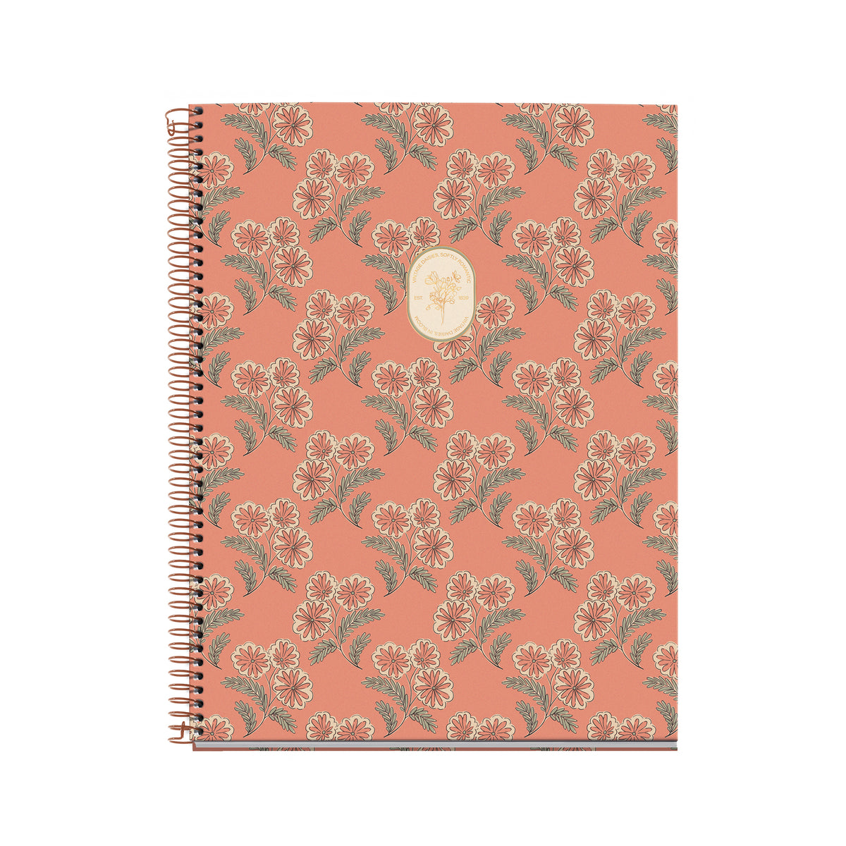 Cahier ligné à spirale A4 – Vintage Daisies (orange)