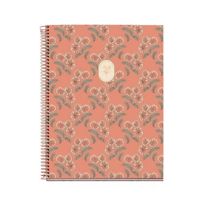 Cahier ligné à spirale A4 – Vintage Daisies (orange)