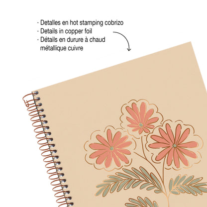 Cahier ligné à spirale A5 – Vintage Daisies (fleur)
