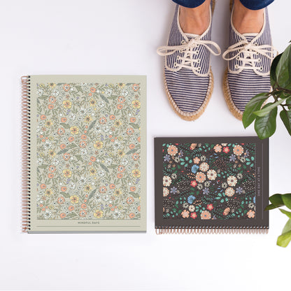 Cahier ligné à spirale A4 – Floral Garden Vert