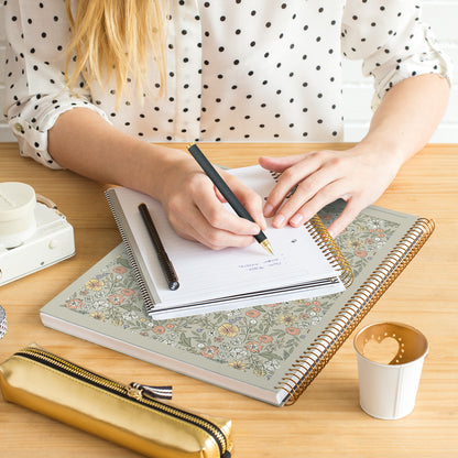 Cahier ligné à spirale A4 – Floral Garden Vert