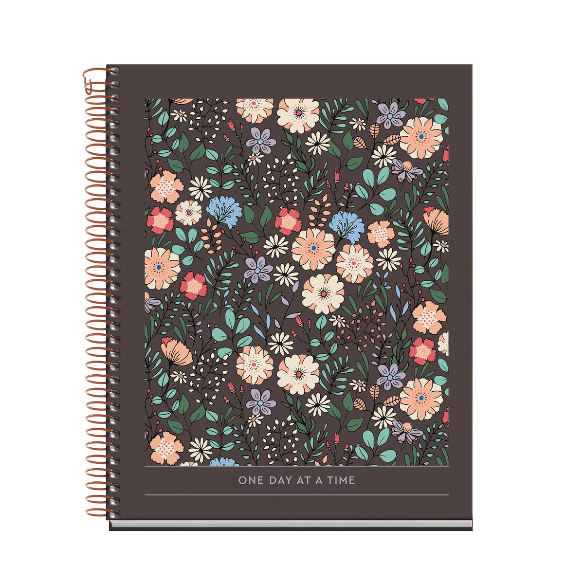 Cahier ligné à spirale A5 – Floral Garden (marron)