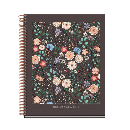 Cahier ligné à spirale A5 – Floral Garden (marron)