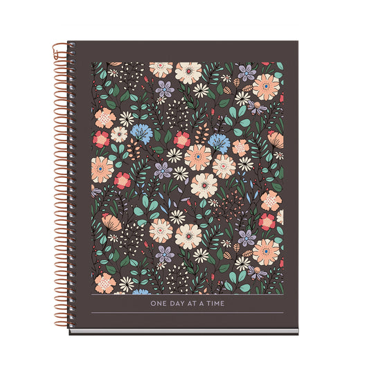 Cahier ligné à spirale A5 – Floral Garden (marron)