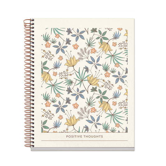 Cahier ligné à spirale A5 – Floral Garden (crème)