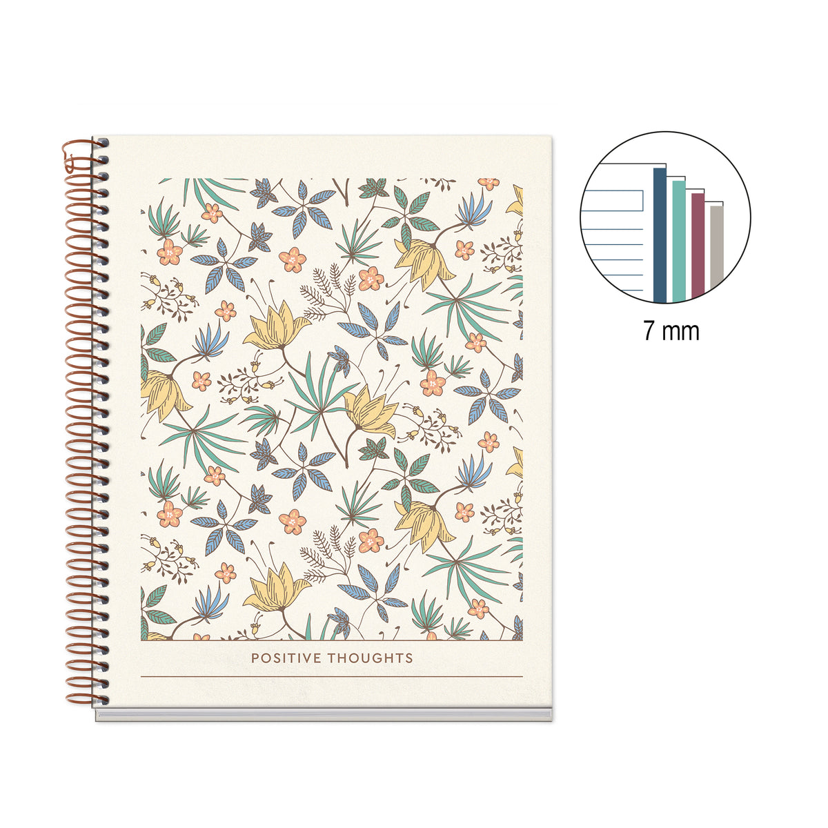 Cahier ligné à spirale A5 – Floral Garden (crème)